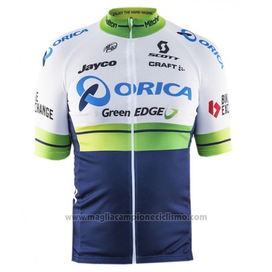 2016 Abbigliamento Ciclismo Orica GreenEDGE Bianco e Blu Manica Corta e Salopette